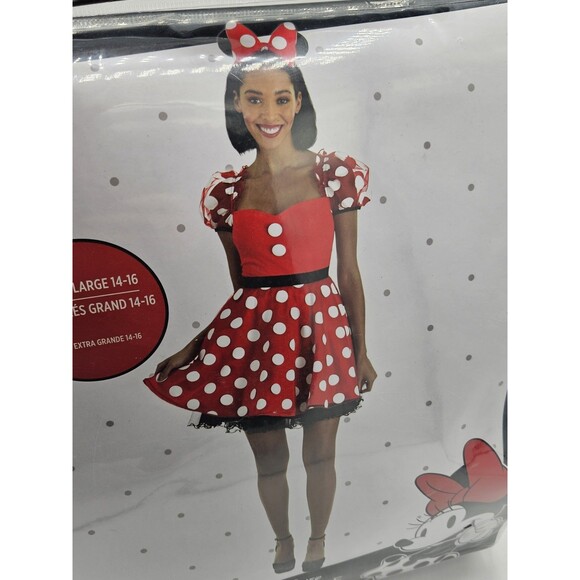 New Disney Minnie Mouse Adult XL 14-16 Costume Halloween Cosplay Dress Ears #789 - Picture 3 of 6